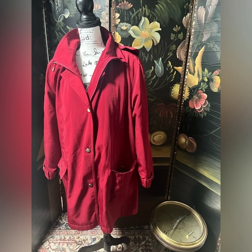 Gallery Womens Red Hoodie Polyester Jacket Full Zip Up Size XL
